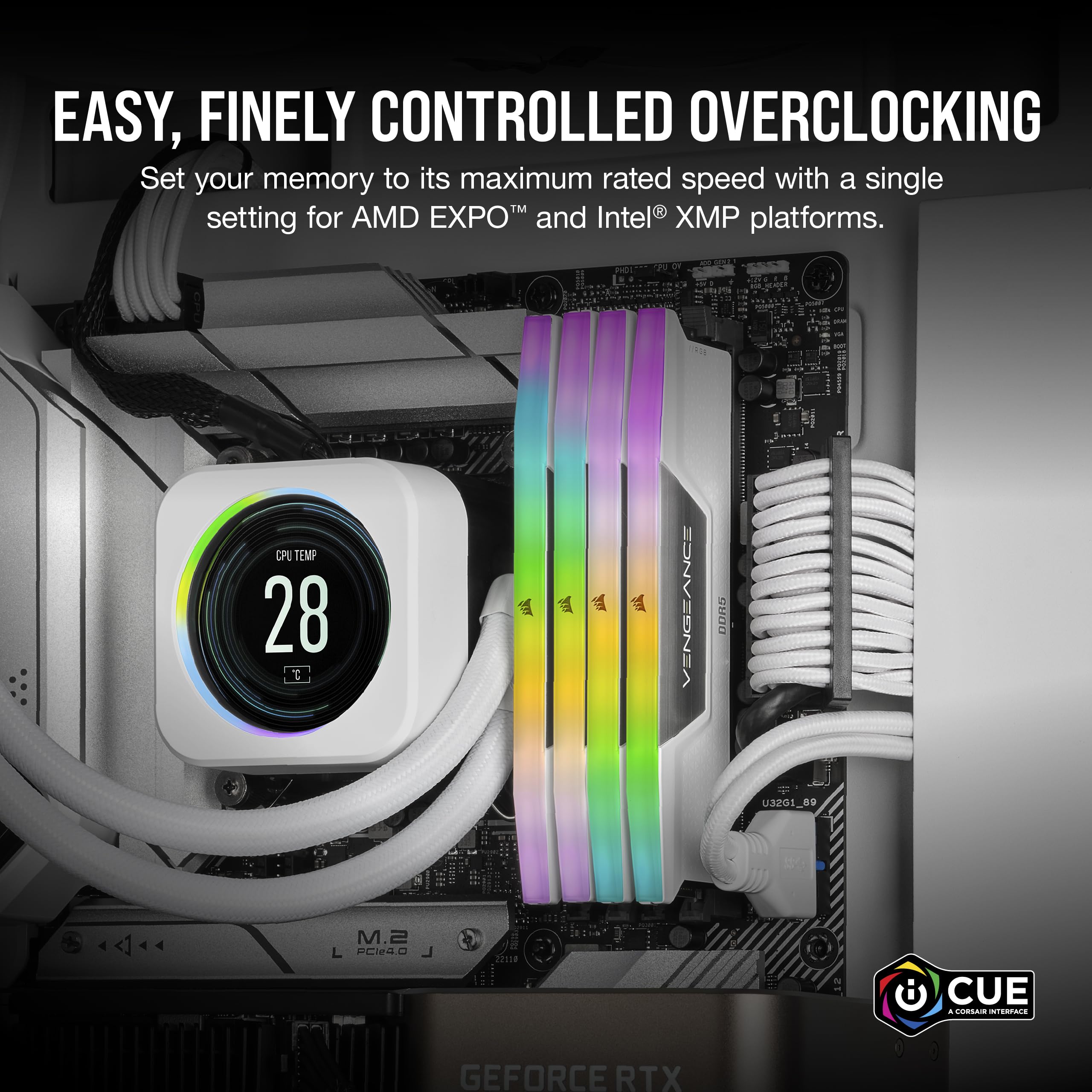 CORSAIR VENGEANCE RGB DDR5 32GB (2x16GB) DDR5 6000MHz CL30 AMD EXPO Intel XMP iCUE Compatible Computer Memory – Gray (CMH32GX5M2B6000Z30K)