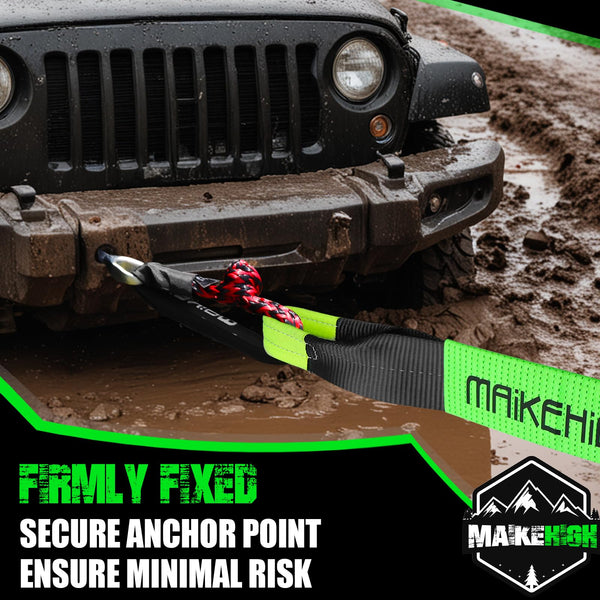 MAIKEHIGH Tow Rope 15 Ton (33,700 Lbs), 6M x 7.6cm Off-Road Recovery Towing Strap with 2 Gloves for Car, Truck, SUV, Emergency (Black)