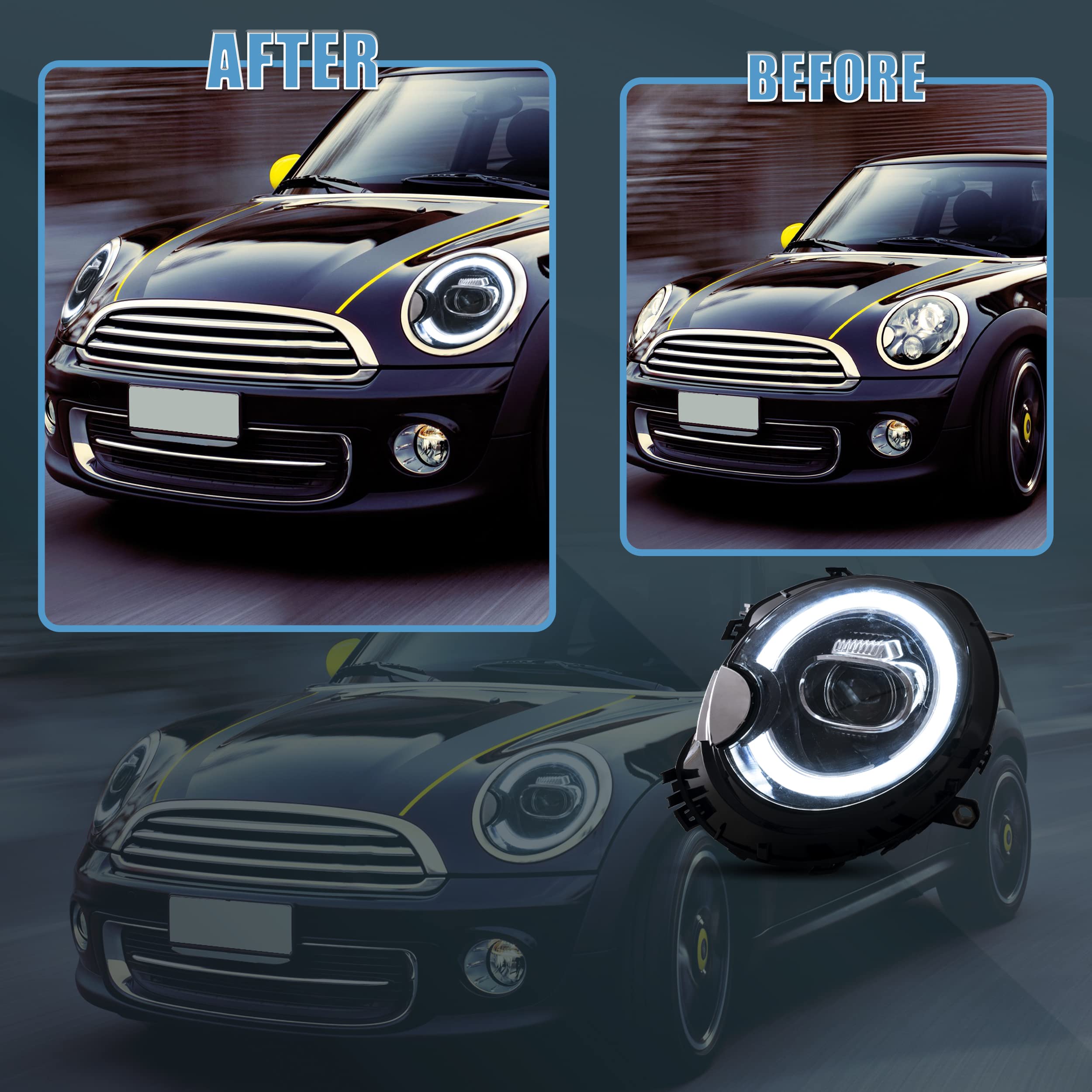 VLAND LED Tail Light Compatible with BMW Mini Cooper F55 F56 F57 2014-2021, Rear Lights with Sequential Turn Signal, Electroplated housing, Red