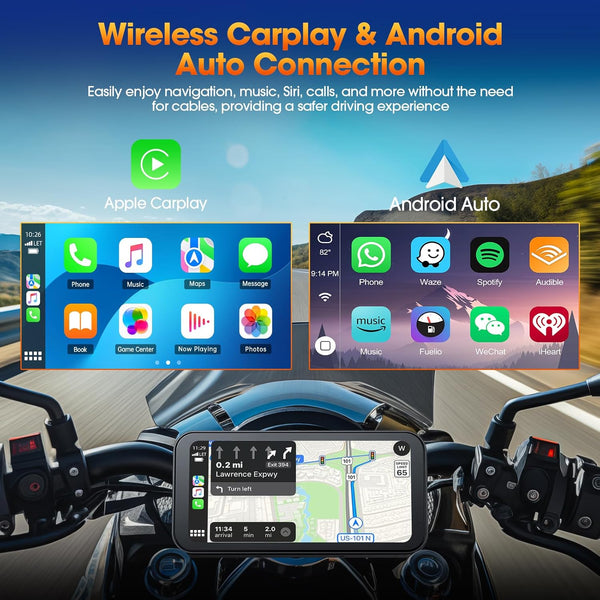 Lamto Motorcycle Carplay Screen&Android Auto for Motorbike,Carplay Moto,IP67 Waterproof 6.25'' Touch Screen for Moto,Wireless Motorcycle Carplay with Siri/G00gle Vioce GPS Navigation,Remote Control