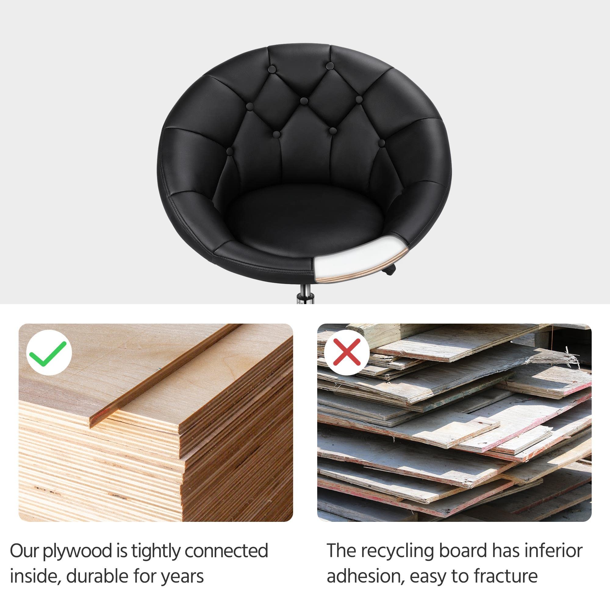 Yaheetech Swivel Vanity Chair Dressing Table Chair Comfy Vanity Stool for Bedroom Salon Make up Room, White