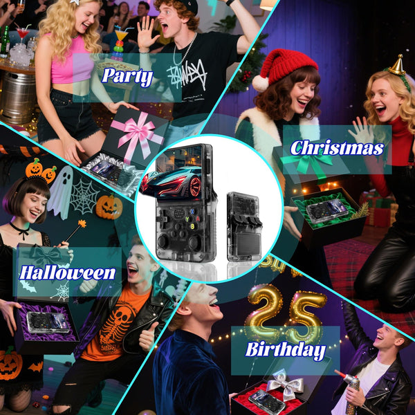 Blidinner R36S Retro Handheld Games Console -With Open Source Linux System,3000mAh Battery,3.5 Inch HD Screen,64G TF Card,20,000+ Classic Games,Portable Mini Game Console for Teens and Adults-Black