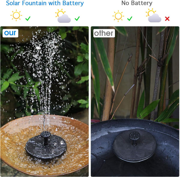 AISITIN 5.5W Solar Fountain Pump, Solar Water Pump Floating Fountain Built-in Battery, with 6 Nozzles, for Bird Bath, Fish Tank, Pond or Garden Decoration