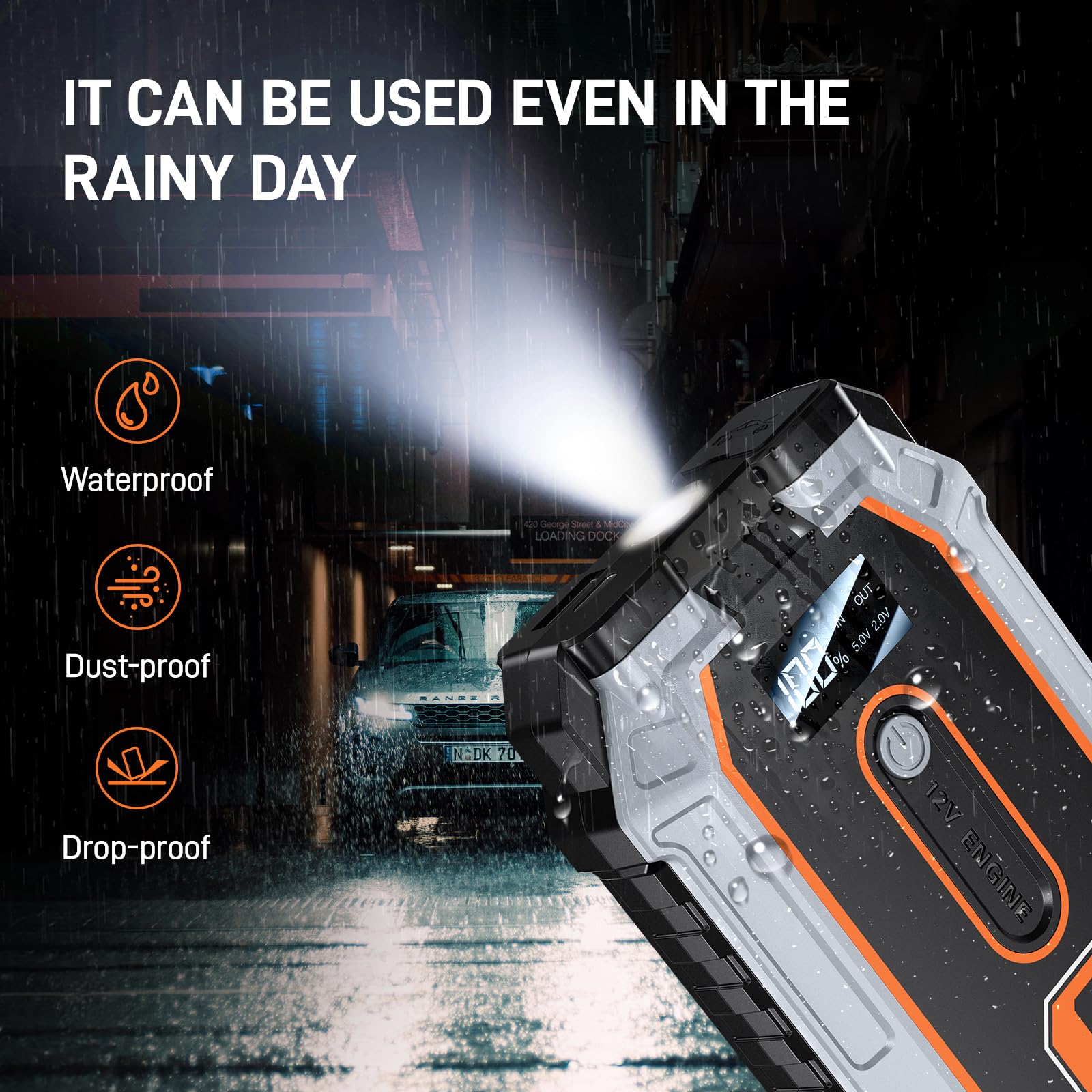 Ipflin Jump Starter Power Pack - 3000A Peak 18000mAh Portable Car Battery Booster Jump Starter for Up to 6.5L Gas & 3.5L Diesel Engines,USB-C Ports, LCD Display