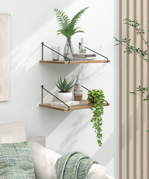 Afuly Wide Rustic Floating Shelves Deep Wooden 12 inch Wall Shelf Large Wall Organizer Storage Shelves with Bracket for Bedroom, Bathroom, Living