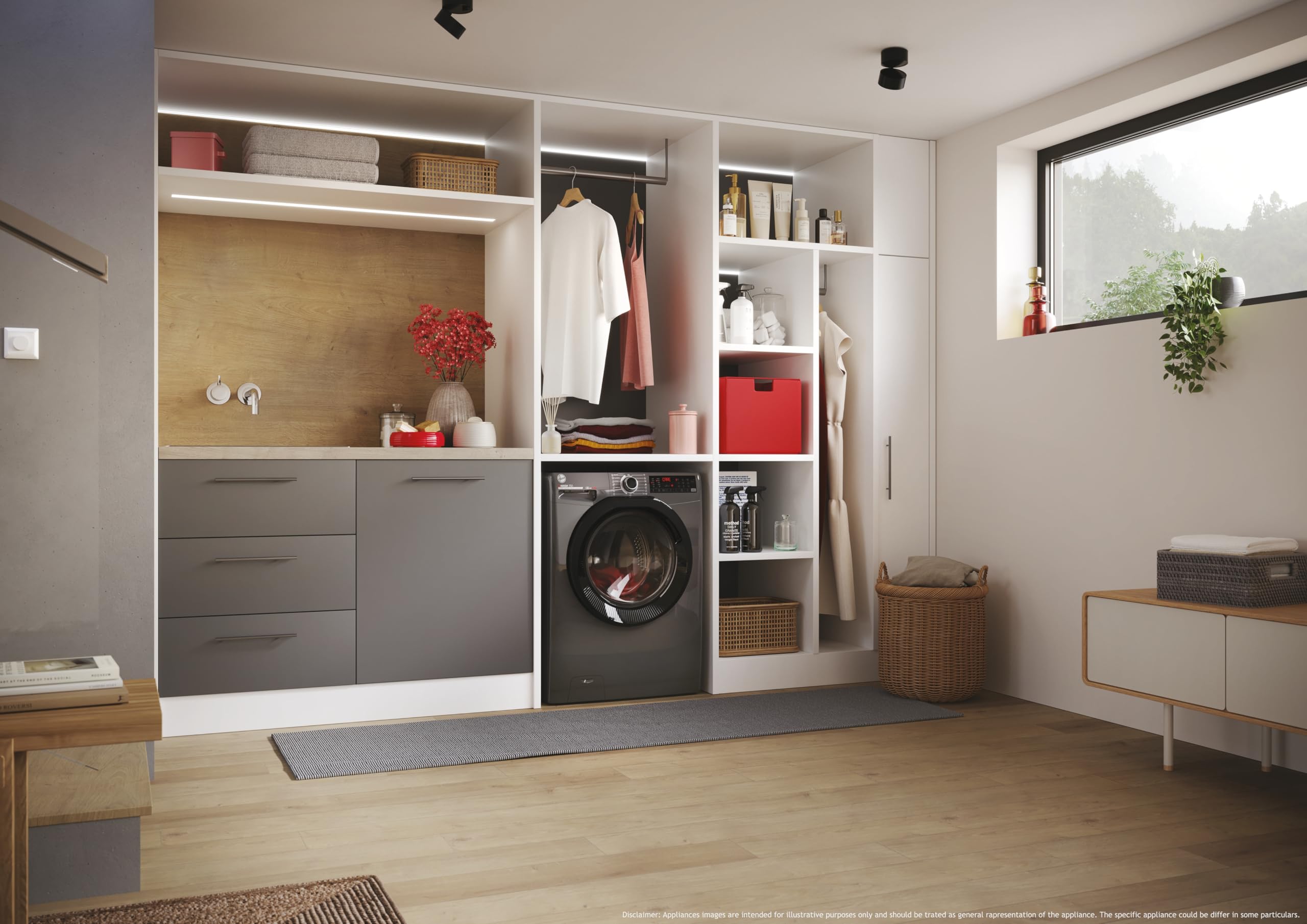 Hoover H-WASH 350 9kg Freestanding Washing Machine, 1400 RPM, A Rated, ECO-Power Inverter Motor, hOn App, 60 Programmes, Eco Doser, Power Care System, Graphite, 60x54x85 cm - H3WPS496TAMBR680