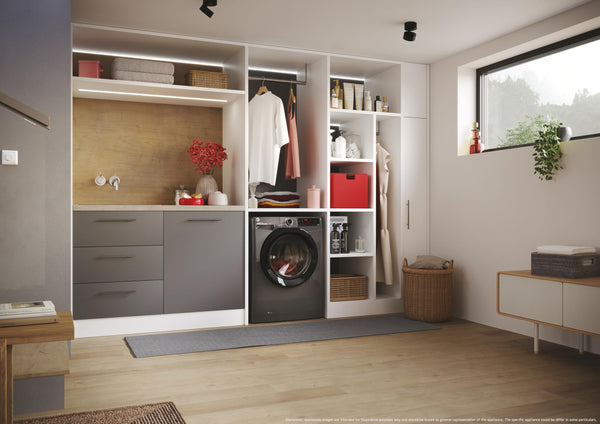 Hoover H-WASH 350 9kg Freestanding Washing Machine, 1400 RPM, A Rated, ECO-Power Inverter Motor, hOn App, 60 Programmes, Eco Doser, Power Care System, Graphite, 60x54x85 cm - H3WPS496TAMBR680