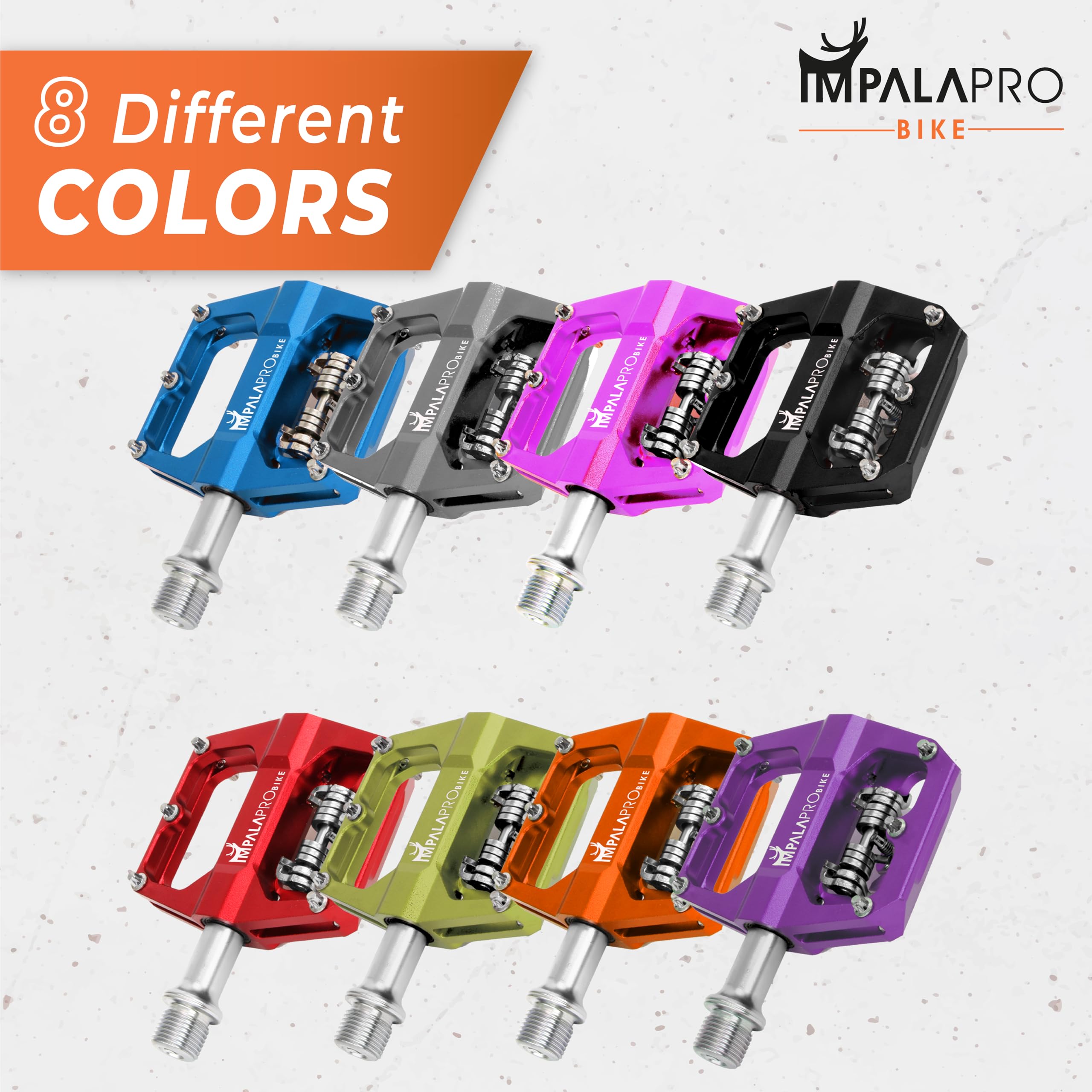 IMPALAPRO - Dual Function Bicycle Pedals 9/16'' Compatible with Shimano - Dual Platform MTB Flat and SPD Clipless Pedals (Pink)