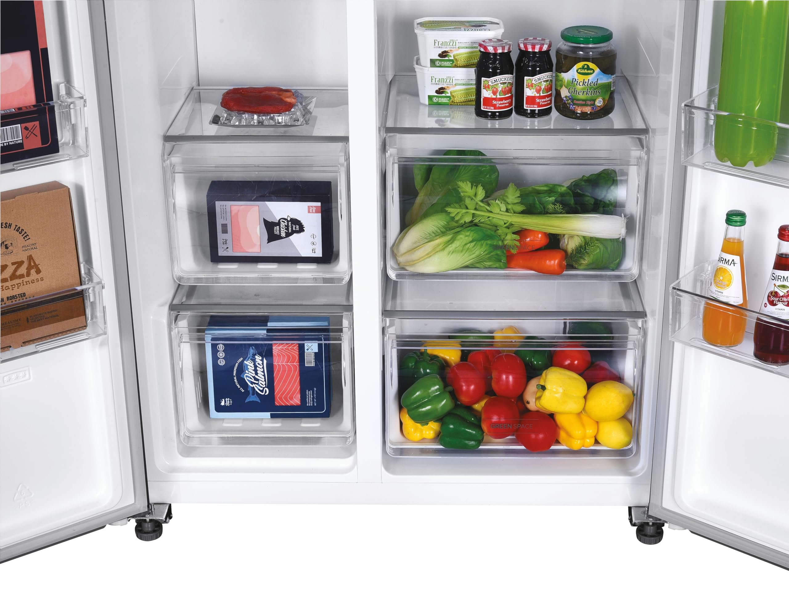 Hoover H-FRIDGE 500 MAXI Freestanding American Fridge Freezer with Water Dispenser, Side by Side, Total No Frost Technology, E Class, 532L Total Capacity, Inox, 91x67x177 cm - HHSBSO6174XWDK-1
