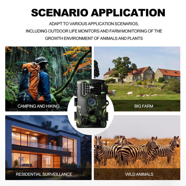 Wildlife Camera 2.7K Trail Camera 58MP with 960nm IR LEDs Night Vision Motion Activated Hunting Camera IP66 Waterproof 0.2s Trigger Time Game Camera for Wildlife Monitoring with 32GB Card&Card Reader