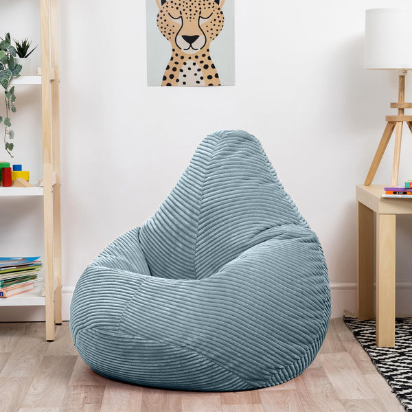 icon Dalton Kids Bean Bag, Light Blue, Cord Kids Bean Bag Chair with Filling Included for Girls and Boys, Childrens Chair, Beanbags for Children,