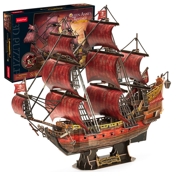 CubicFun LED Pirates of the Caribbean Flying Dutchman Model Kits for Adults to Build 3D Jigsaw Puzzles Ship Model Building Gifts for Adults Kids Girls Boys - 360 Pieces