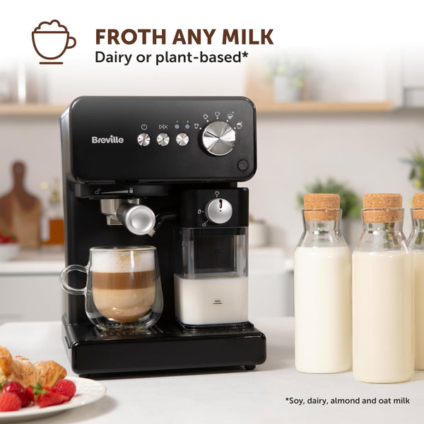 Breville One-Touch CoffeeHouse Coffee Machine | Espresso, Cappuccino & Latte Maker | 19 Bar Italian Pump | Automatic Milk Frother | ESE Pod Compatible | Black [VCF107]