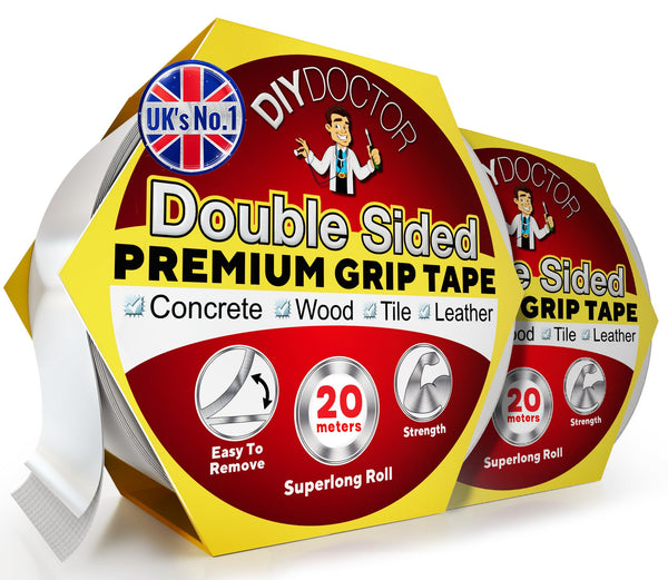 DIY Doctor Heavy Duty Double Sided Carpet Tape – 20m long x 21mm wide, No Residue Extra Strong Sticky Rug Grip Adhesive Tape, Ideal for Home & Professional Use