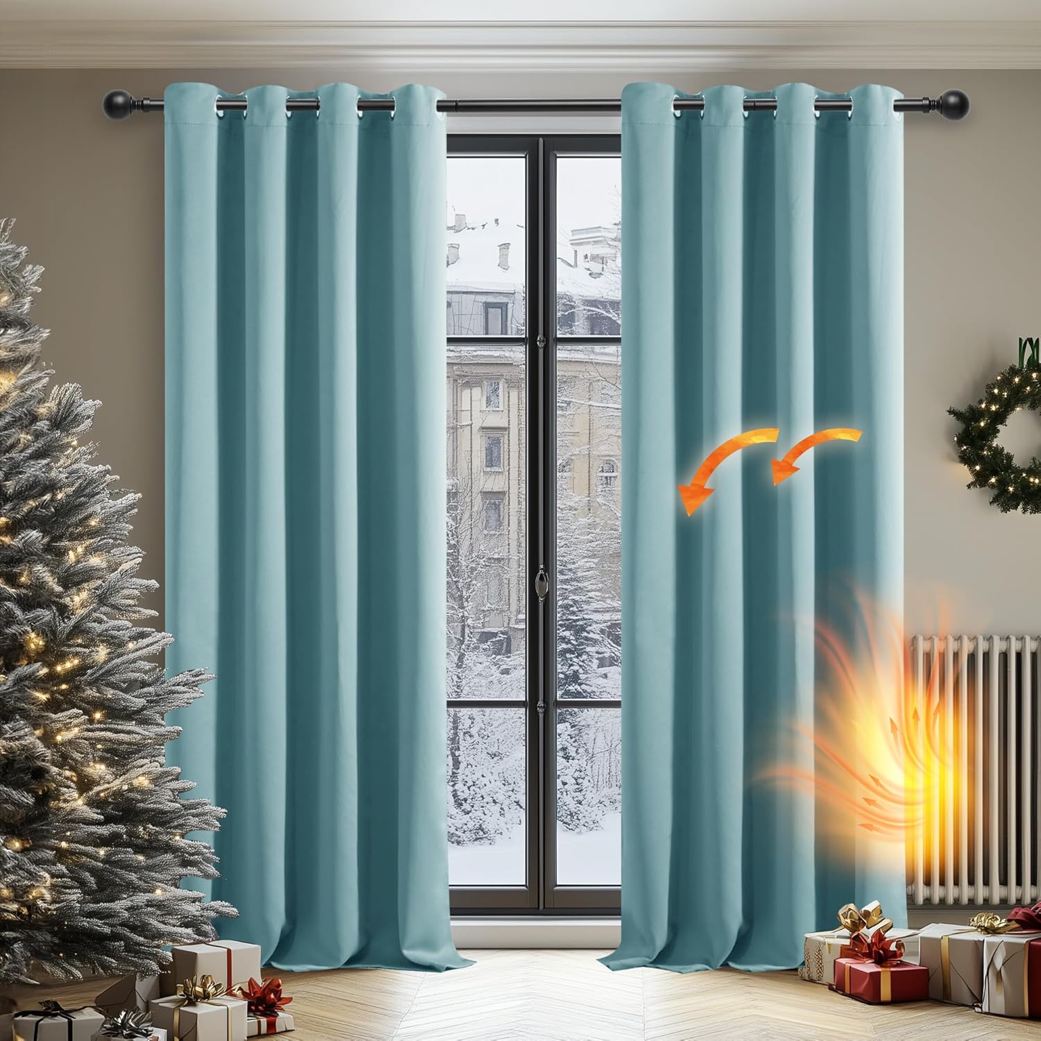 Deconovo Blackout Curtains Eyelet Super Soft Thermal Insulated Ring Top Blackout Curtains for Nursery 46 x 54 Drop Inch Dark Grey 2 Panels