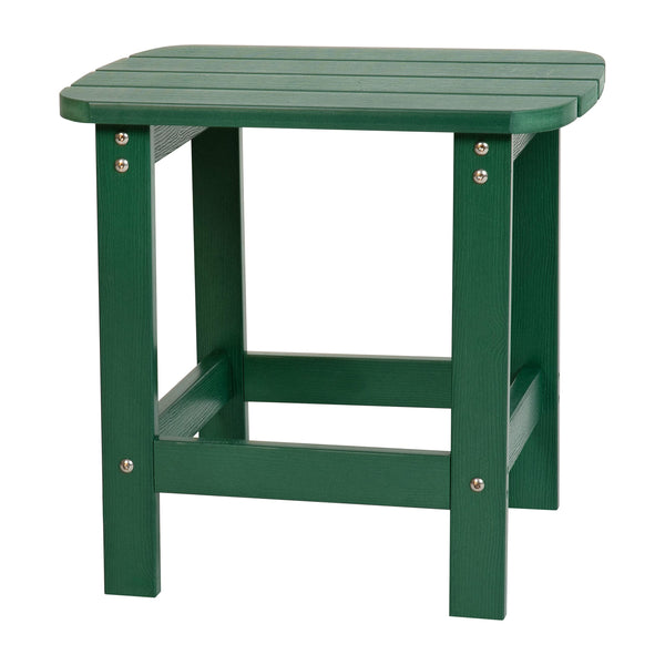 Flash Furniture Charlestown Tiered Commercial Poly Resin Adirondack Side Table - Green - All-Weather - Indoor/Outdoor