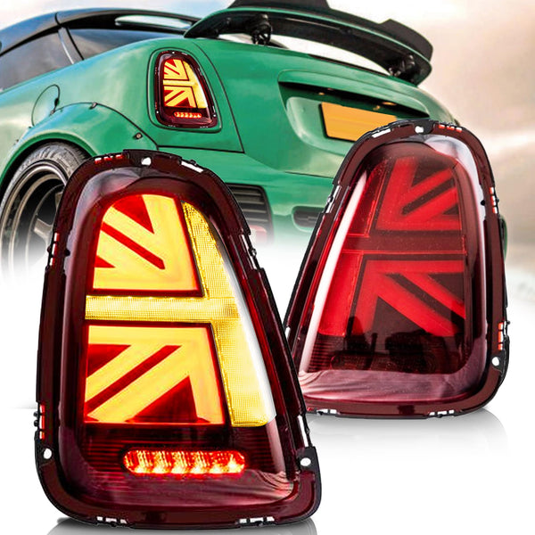 VLAND Tail Lights for Mini Cooper R56 R57 R58 R59 2007-2013 Rear Lights Lamp Assembly With Sequential Indicator and Welcome Lights(Smoked)