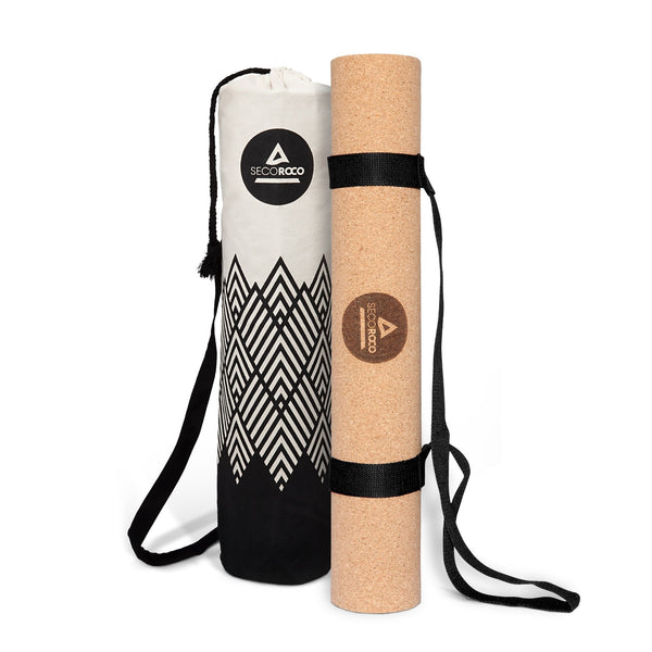 Yoga mat made of cork and rubber, 5 mm thickness, environmentally friendly and non-slip materials, included durable yoga bag made of canvas