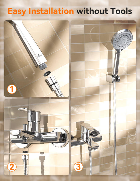 Magichome High Pressure Shower Head and Hose, 5 Spray Modes Shower Head with 1.5m Hose, Large Powerful Flow Handheld Showerhead for Low Water Pressure