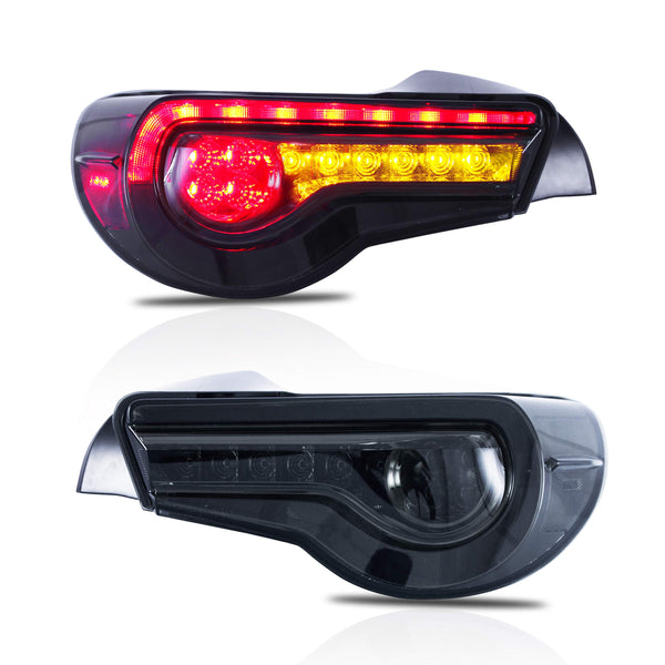 VLAND LED Tail Lights Compatible with Toyota 86 GT86 2012-2020/Subaru BRZ 2013-2020/Scion FR-S 2013-2020, Full LED Rear Light with Sequential Indicator, Red White Lens