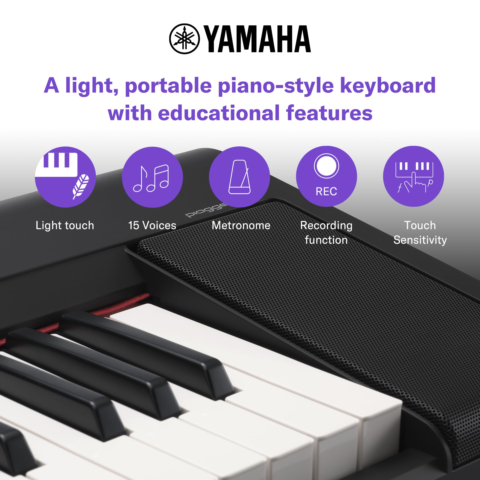 Yamaha NP-15 Piaggero Digital Keyboard with 61 Touch Sensitive Keys and 15 Instrumental Voices, Lightweight and Portable