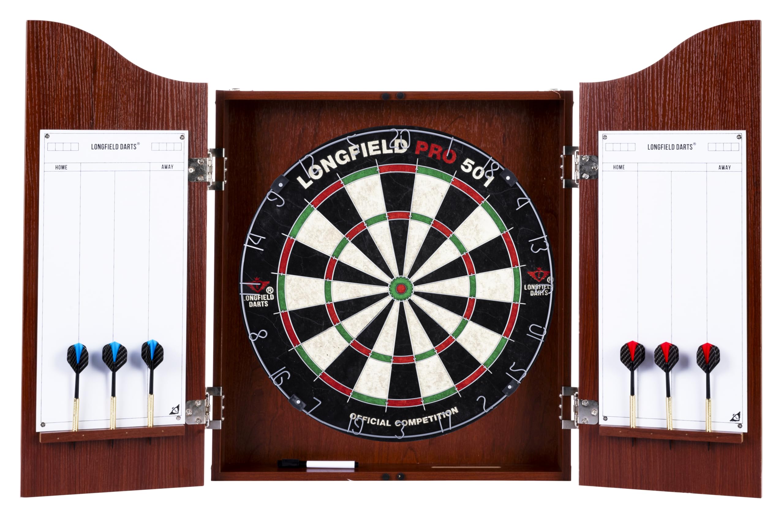 Engelhart - 065017 - Wooden Dart Cabinet + Sisal Dartboard + 2 Sets of 18 g Darts (Oak)