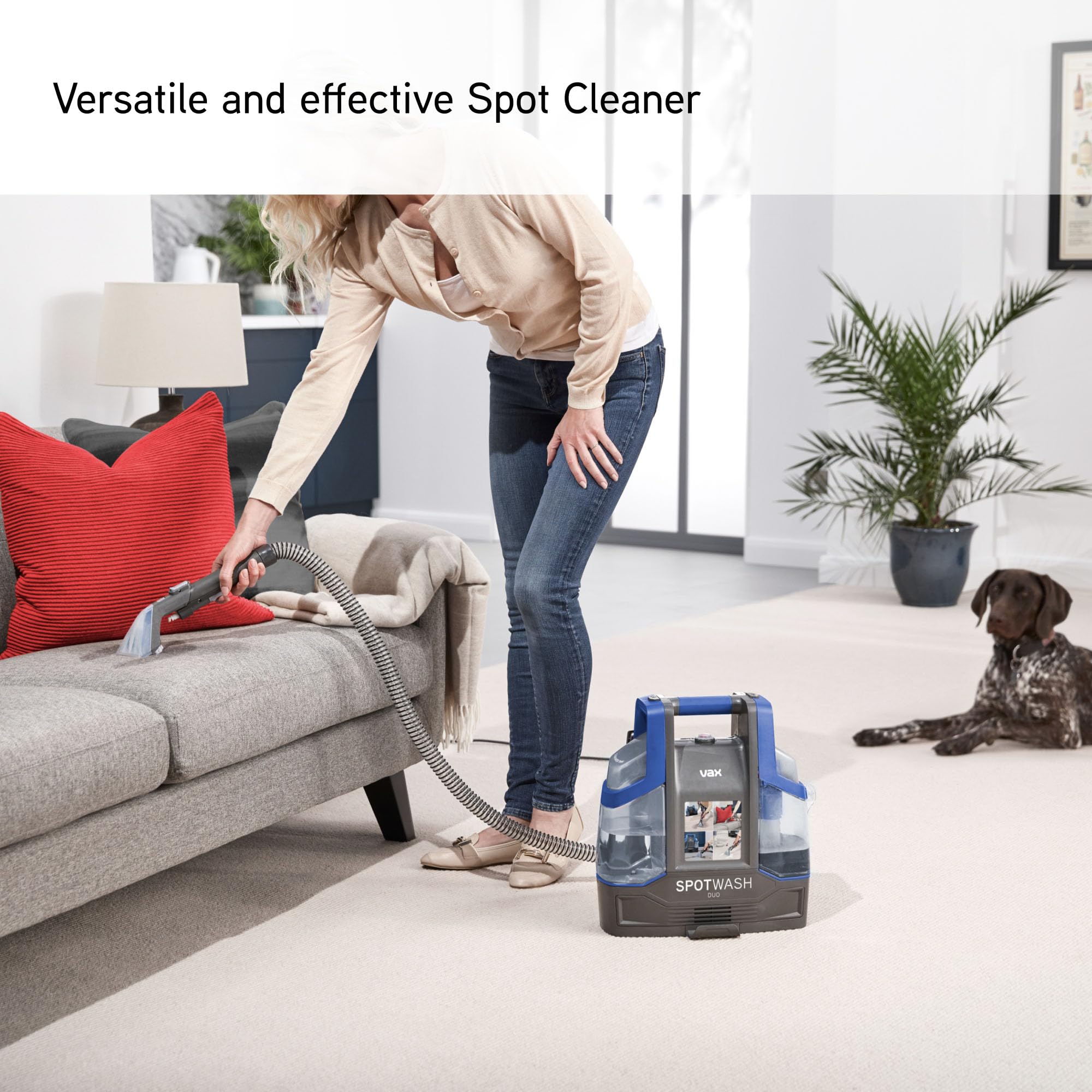 Vax CDCW-CSXA SpotWash Duo Spot Cleaner, Car, Upholstery, Sofa Carpet Cleaning Machine, Included Pet Tool & Solution Removes Spills & Stains, Portable and Compact Design, 1 Liter, Grey/Blue