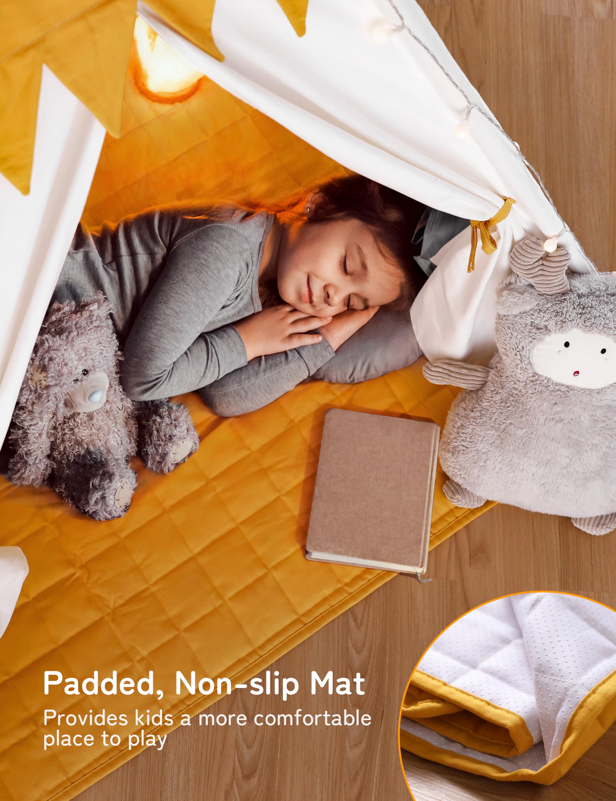 besrey Kids Play Tent Playhouse for Indoor & Outdoor – Spacious Design with Windows, Christmas Tree Flag & Lights Included