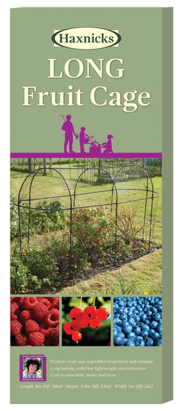 Haxnicks Steel Long Fruit Cage Frame | Bird Netting Plant Protection For Fruit Bushes | Gooseberry Currants Raspberries | Black, 300 x 100 x 150cm