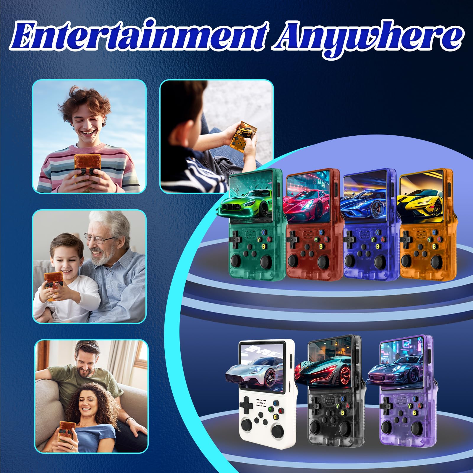 Blidinner R36S Retro Handheld Games Console -With Open Source Linux System,3000mAh Battery,3.5 Inch HD Screen,64G TF Card,20,000+ Classic Games,Portable Mini Game Console for Teens and Adults-Black