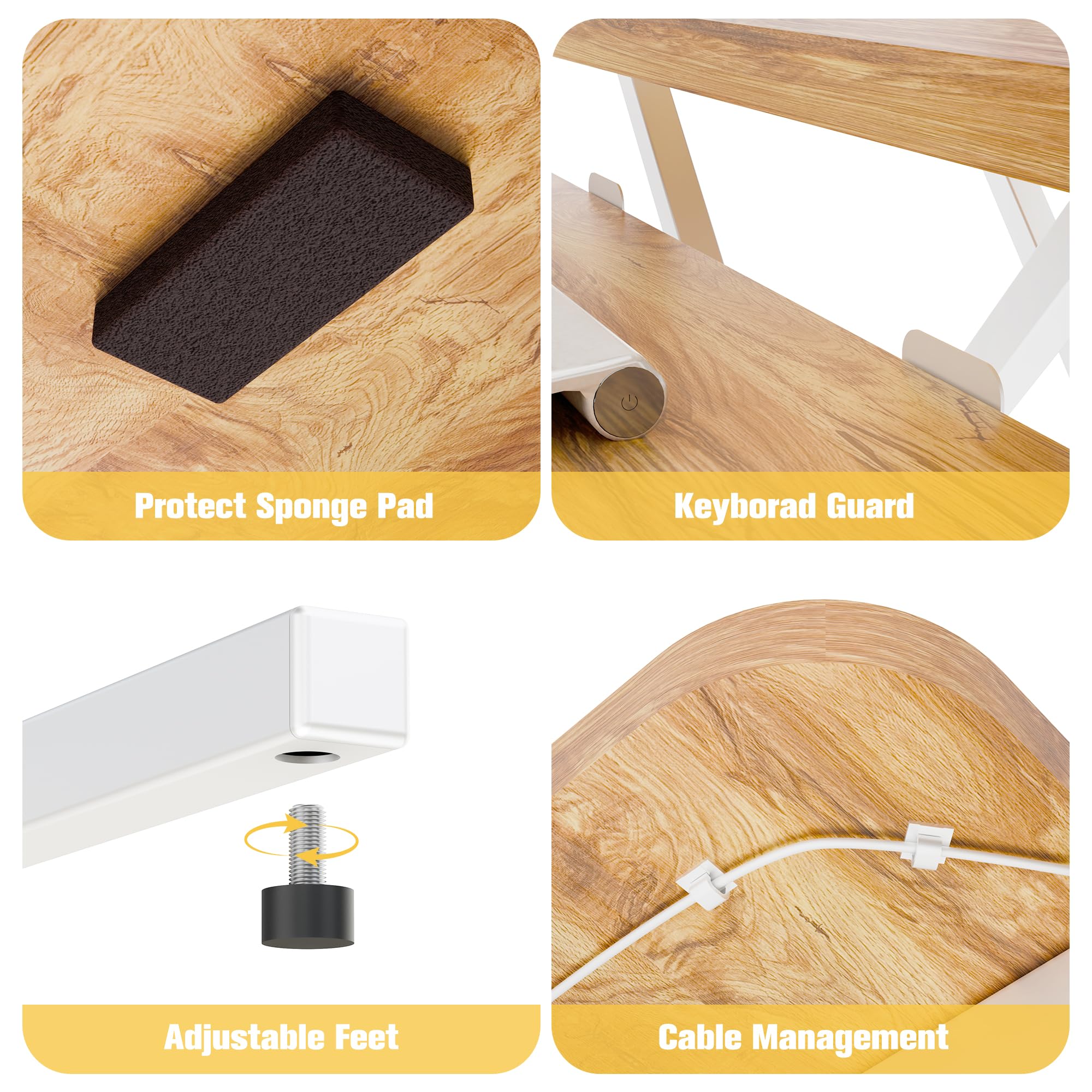 ERGOMAKER Standing Desk Converter, 36"/91cm Wide Height Adjustable Quick Sit to Stand Up Desk Riser for Dual Monitor