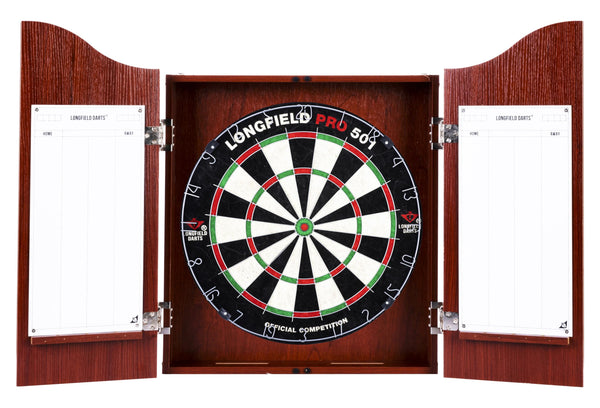 Engelhart - 065017 - Wooden Dart Cabinet + Sisal Dartboard + 2 Sets of 18 g Darts (Oak)