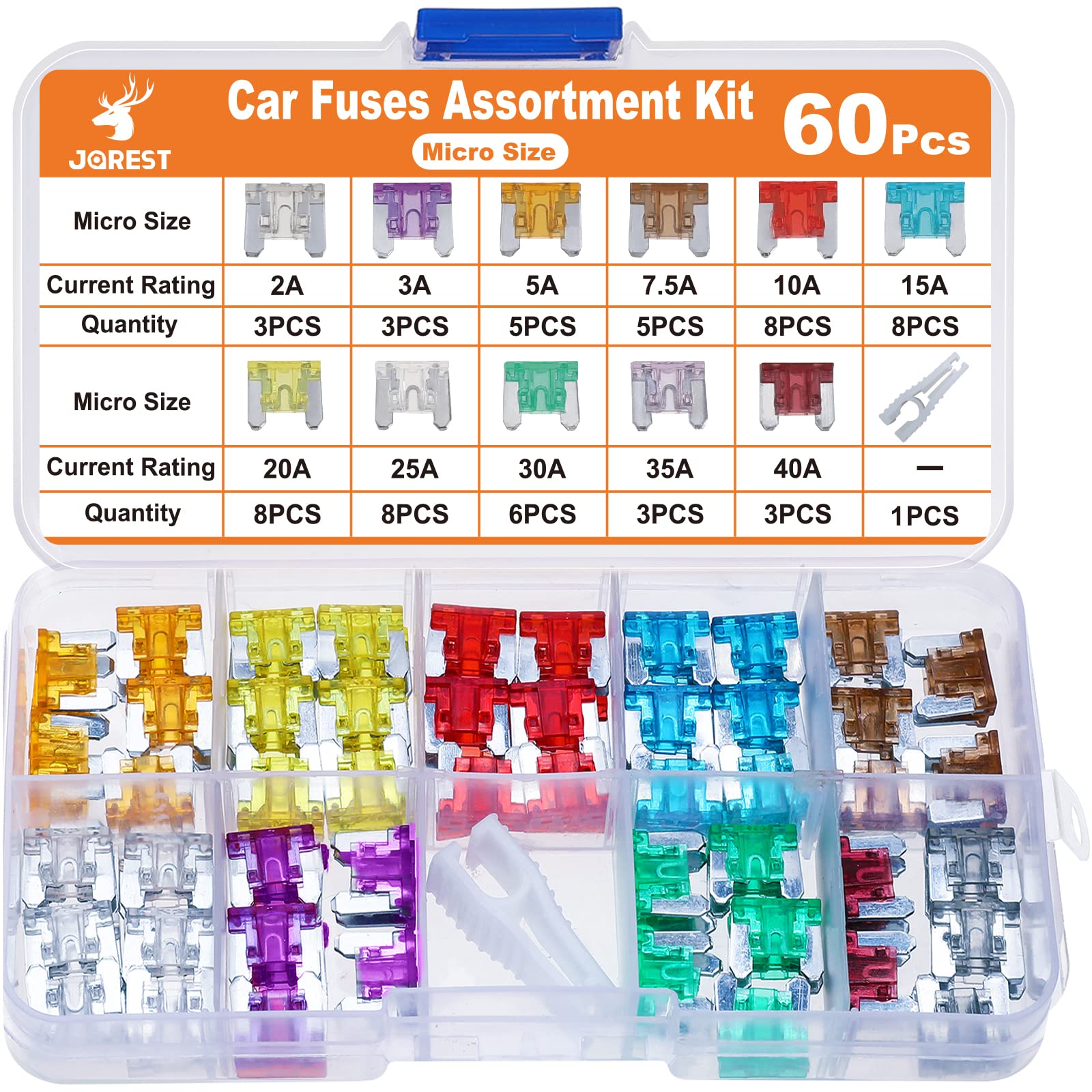 JOREST 300Pcs Car Fuses Assorted Kit, 160 Mini Blade Fuses Automotive + 90 Standard Mixed Fuses + 50 Micro Fuse Set + Fuse Puller – for RV Truck Motorcycle(2Amp 3A 5A 7.5A 10A 15A 20A 25A 30A 35A 40A)