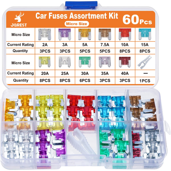 JOREST 300Pcs Car Fuses Assorted Kit, 160 Mini Blade Fuses Automotive + 90 Standard Mixed Fuses + 50 Micro Fuse Set + Fuse Puller – for RV Truck Motorcycle(2Amp 3A 5A 7.5A 10A 15A 20A 25A 30A 35A 40A)