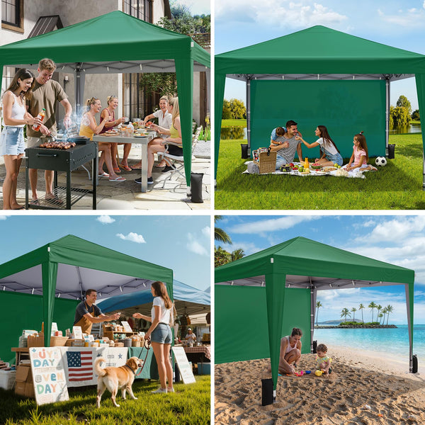 Driftalia Gazebo with Sides 3m x 3m, Waterproof Pop Up Gazebo with 4 Sandbags and Carry Bag for Parties, Camping, Commercial Events - Dark Grey