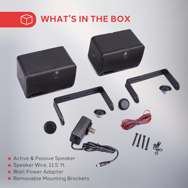 Pyle Portable Wireless Speaker - Bluetooth Speaker – Set of two, Waterproof 3-Way Active Passive HIFI Speakers, Wireless Ceiling Mound Dual Speakers System, w /Heavy robust grille, Indoor/Outdoor Use