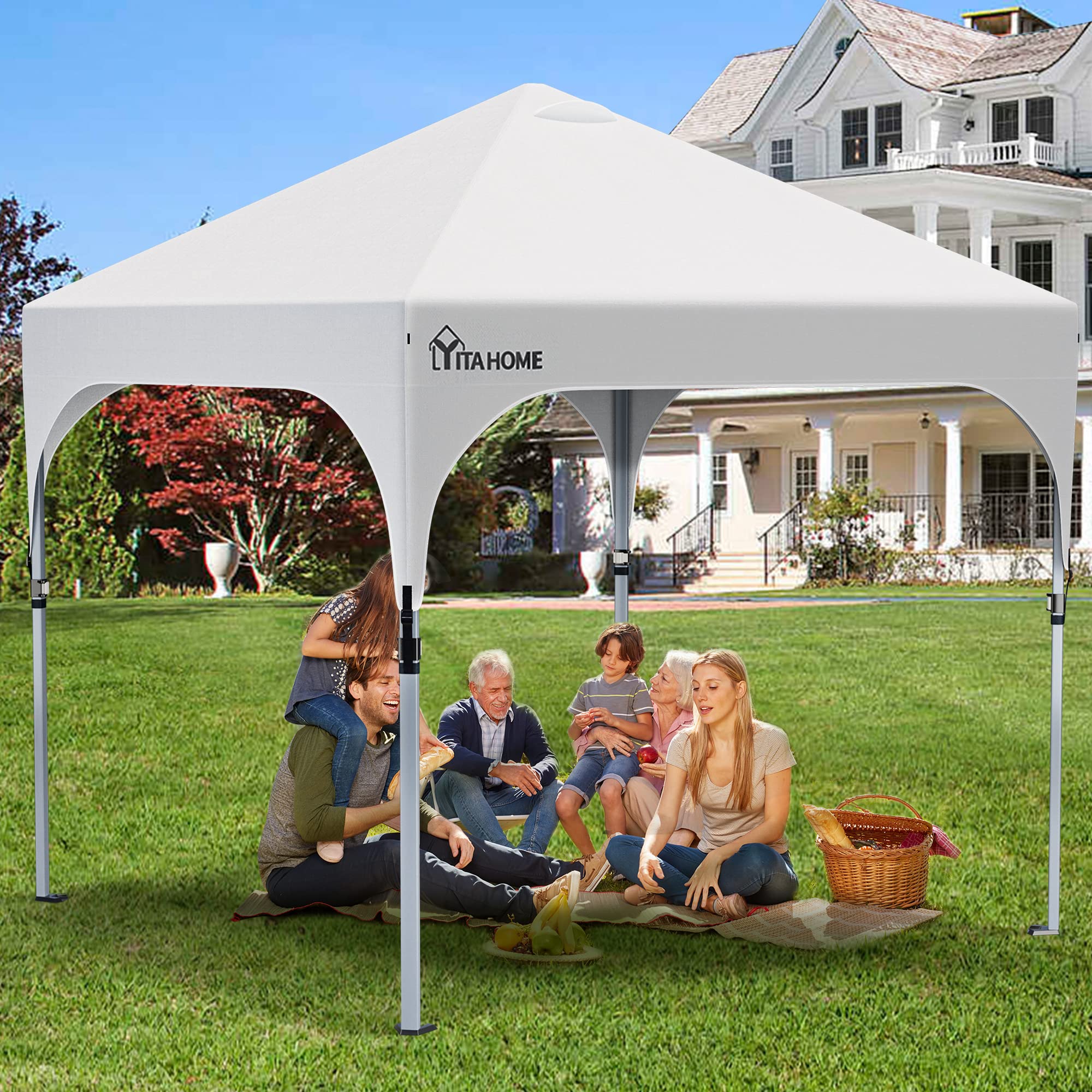 YITAHOME 2.5x2.5M Instant Heavy Duty Pop Up Gazebo, Waterproof Folding Garden Camping Party Tent Canopy Marquee with Roller Bag for Patio Markets Beach