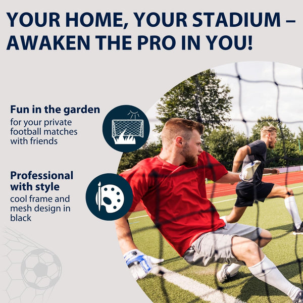 HUDORA Soccer Goal XXL - Large Football Goal for Kids & Adults - Weatherproof & sturdy football goal with tight net for home use - Premium Outdoor
