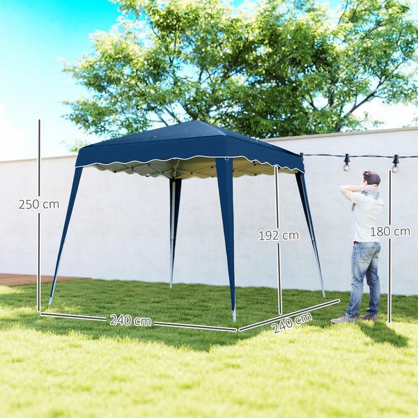 Outsunny 3 M x 3 M Base/ 2.5 M x 2.5 M Top Pop Up Gazebo, One Person Setup Instant with Carry Bag, Height Adjustable Slant Leg Party Tent Instant Event Shelter for Garden, Patio, Black