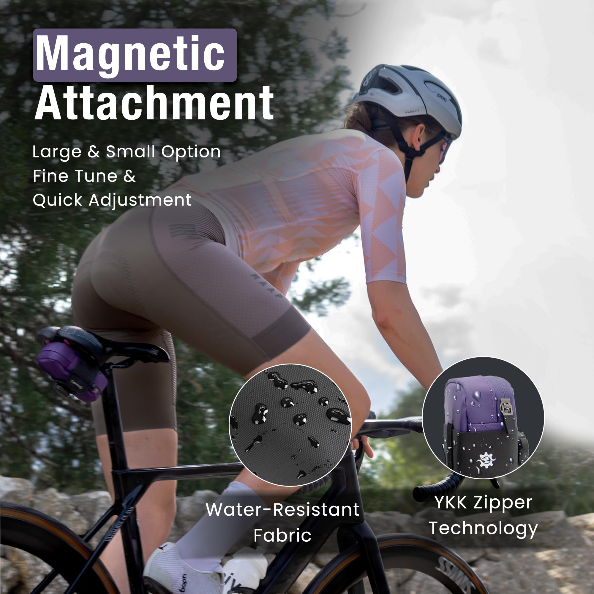 Lumiere & Co. Falcon Magnetic Bike Saddle Bag – 0.69L | 6" x 3.5" x 2" | Sleek Minimalist Brick Design, Fast Magnetic Buckle Attachment | Road Cycling–Specific Bike Seat Bag (Black, Large)