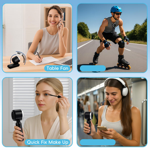 Morelax Personal Handheld Fan,High-Speed Turbo Fans,5-Speed with LED Display,Powerful Motor,4000mAh,USB Rechargeable Portable Cooling Fan for Outdoor Activities,Travel,Working,White