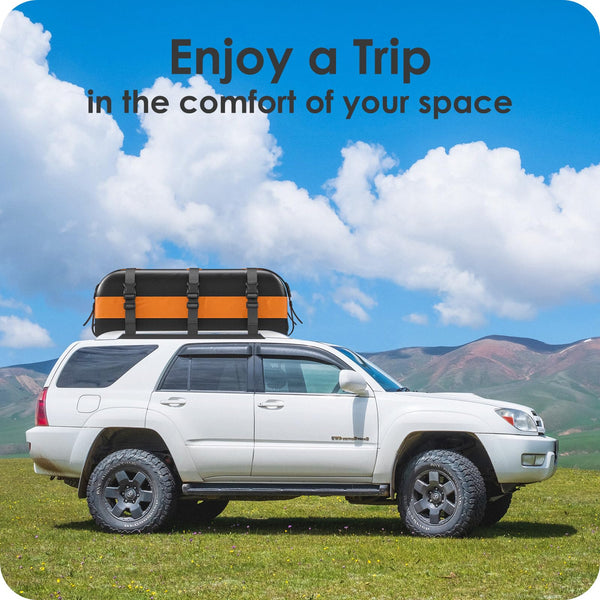 Rymopuey Roof Bag 15 Cubic/425 L, Waterproof Car Roof Bag No Rack Needed, Roof Box with Anti-Slip Mat and 6 Heavy-Duty Straps, Folding Soft Car Roof Box for Cars with/Without Rack (Blue 425 L)