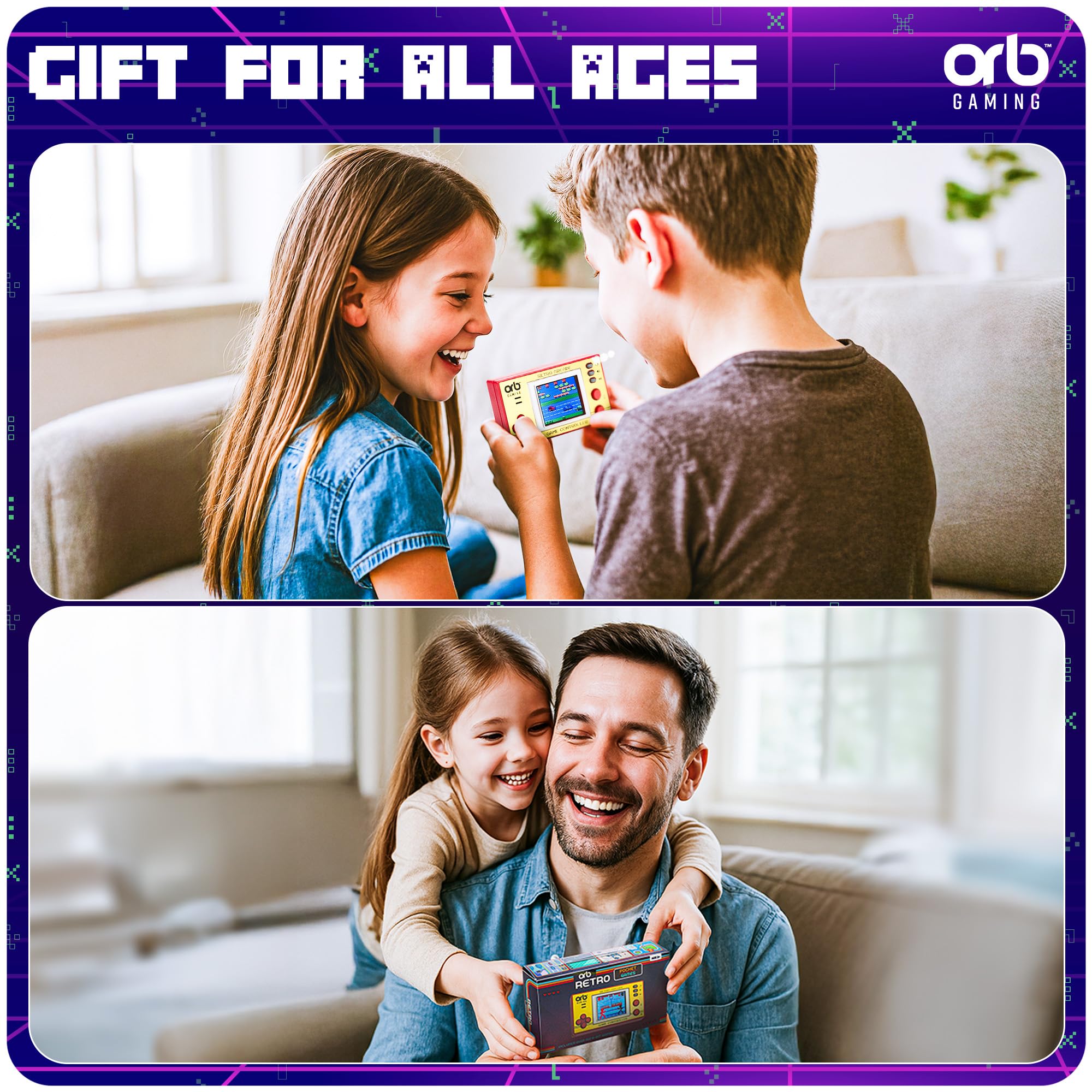 Official Atari Cartridge Handheld Mini Arcade Console with 3 Games - Pong Sports, Asteroids & Missle Command, 2" Colour Screen, Keyring, Retro Gaming Console Gift for Him and Her