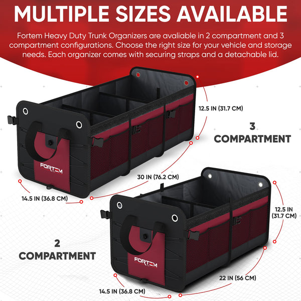 FORTEM Car Boot Organiser, SUV Boot Tidy, Trunk Storage, Collapsible Multi Compartment Car Organiser, Non Slip Bottom, Adjustable Securing Straps, Foldable Cover (65L)