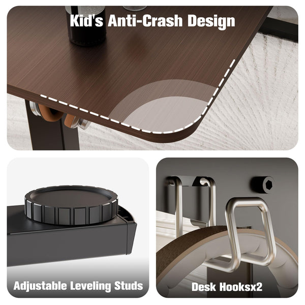 ERGOMAKER Electric Height Adjustable Standing Desk 80x60cm (31.5"x23.6"), Sit Stand Desk with Splicing Top for Home Office (Black Frame + Black Desktop)