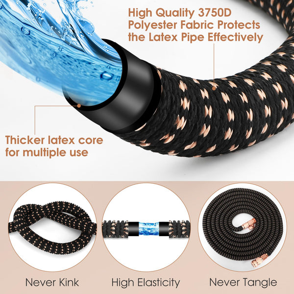 Expandable Garden Hose Pipe - 100ft Flexible Hosepipes for Garden with 3/4", 1/2" Solid Brass Fittings,Leakproof Expanding Water Pipe with 10 Modes
