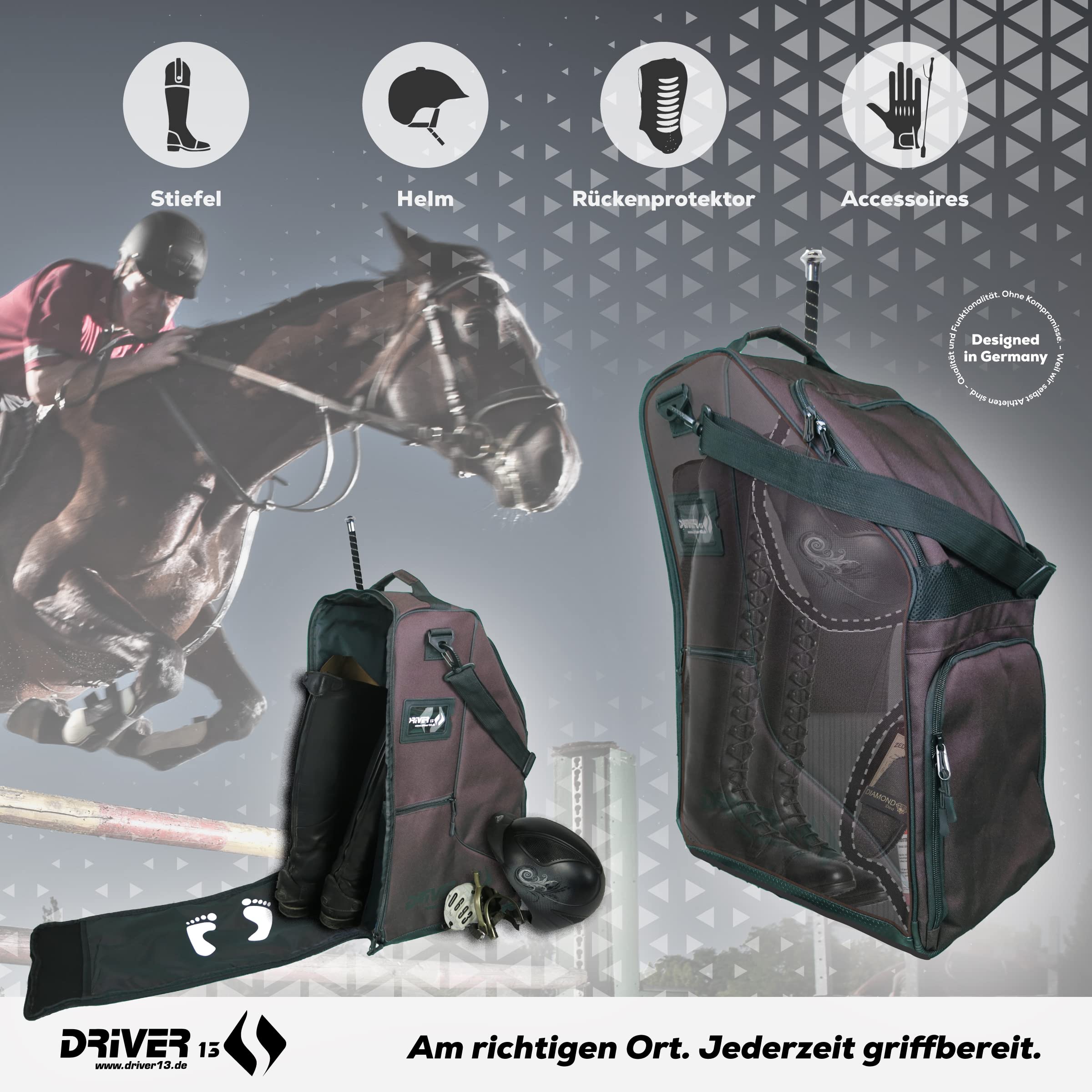 Driver13 ? Deluxe Boot Bag for Riding Boots Brown