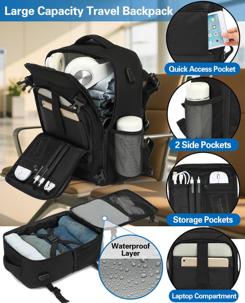 KLOSTAIN for Easyjet Cabin Bag 45x36x20 Travel Backpack Hand Luggage Carry-ons Bag Laptop Backpack Ruscksack for Airplanes Flight New Easyjet Underseat Cabin Bags Fit 14" Laptop Navy