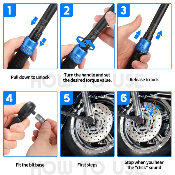 Torque Wrench Set 1/4 5-25Nm, 3/8 20-120Nm, 1/2 40-220Nm, 72 Tooth Dual-Direction Reversible Click Torque Wrenches for Bike Motorcycle, Car, Truck