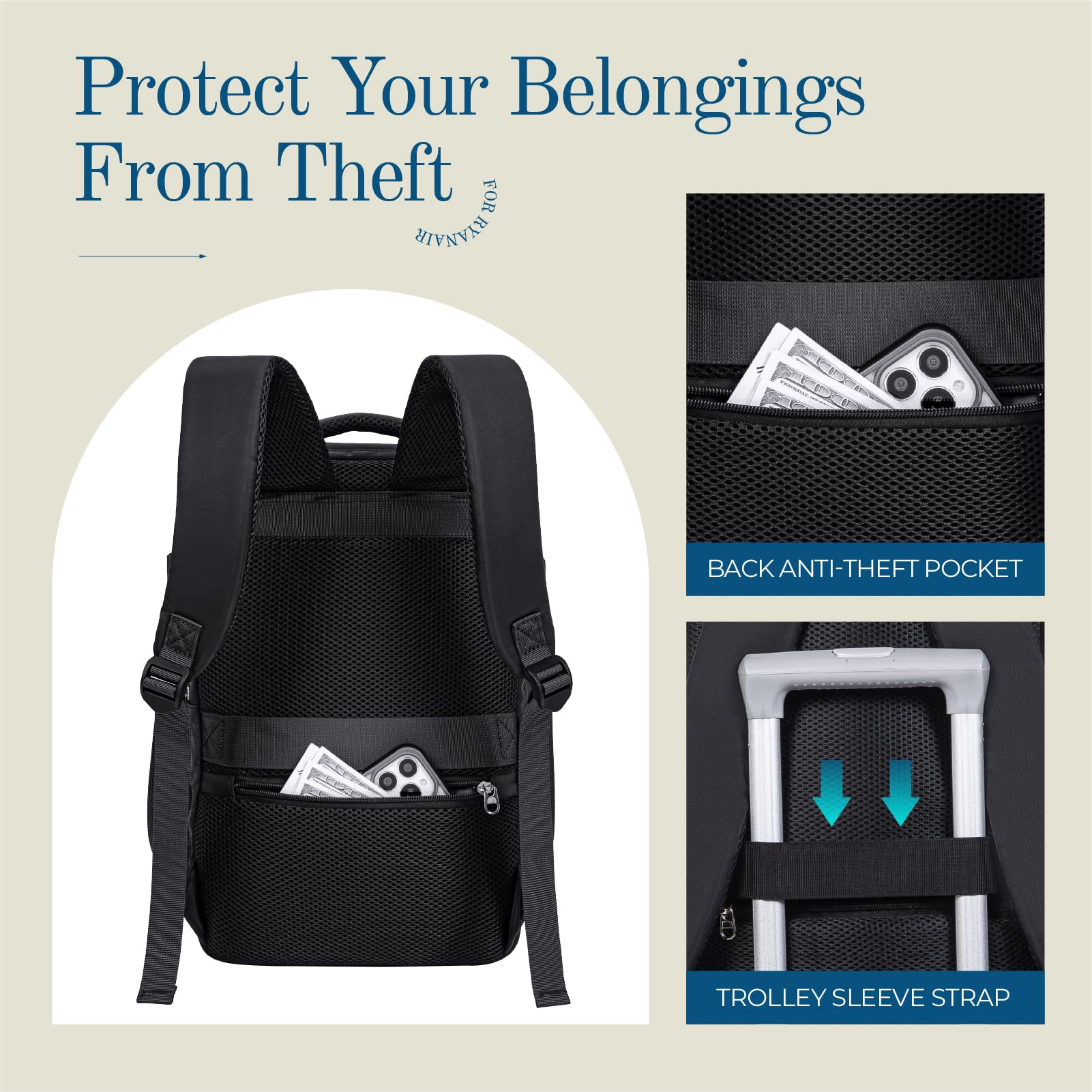 Cabin Bag 45x36x20 for New Easyjet, Underseat Cabin Luggage Bags Carry on Travel Backpack Cabin Size for Airplanes, 30L Hand Luggage Suitcase Water Resistant Laptop Backpacks Black